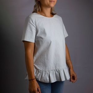 Sezane Marion Blouse in blue and white stripes Size 2 US / 34 FR